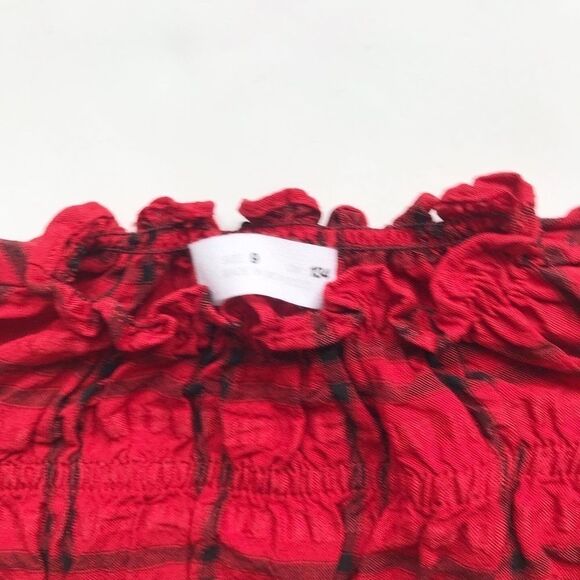 Zara red/black plaid smocked dress EUC 9Y - Picture 3 of 5